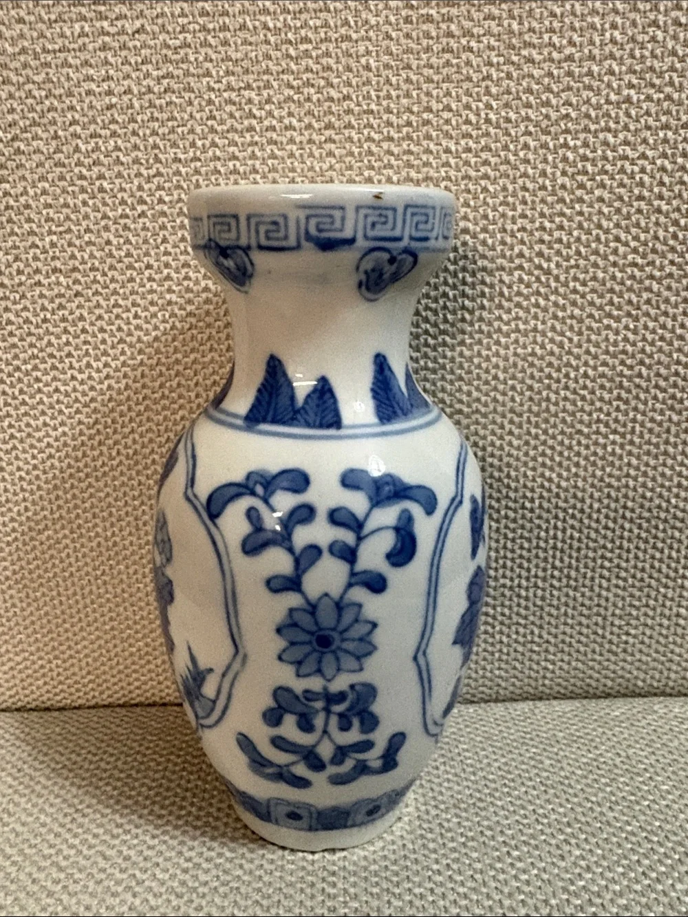 Vintage Blue and White Floral Porcelain Vase